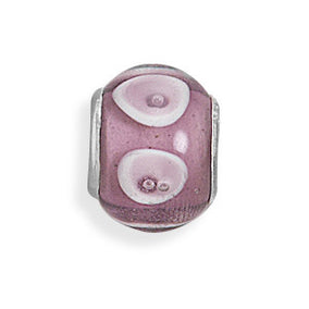 Purple Dot Design Glass Bead