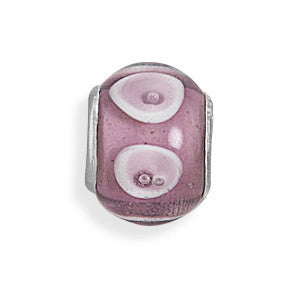 Purple Dot Design Glass Bead