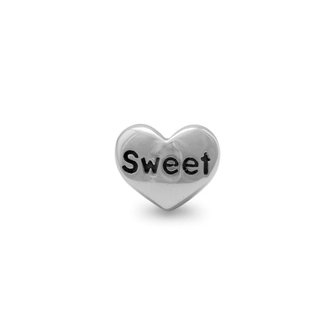 Oxidized Heart Shaped Bead with "Sweet"