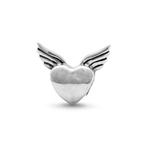 Oxidized Heart with Wings Bead