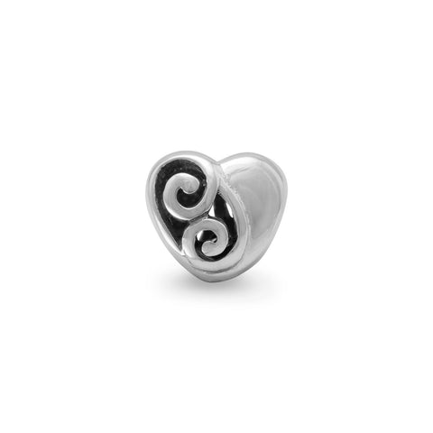 Swirl Design Heart Bead