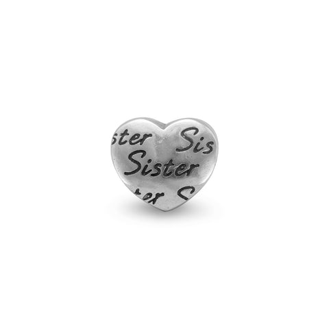 Oxidized "Sister" Heart Bead