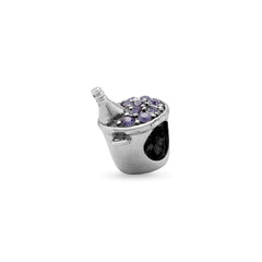 Purple CZ Ice Bucket Bead with Champagne Bottle
