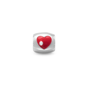 Red Enamel Heart Bead