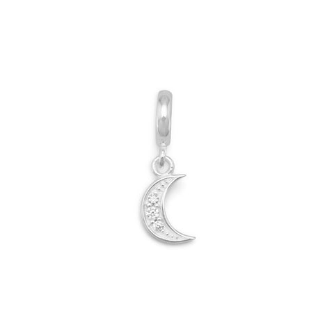 CZ Crescent Moon Charm Bead