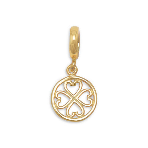 14 Karat Gold Plated Bead with Cut Out Heart Charm