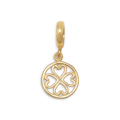 14 Karat Gold Plated Bead with Cut Out Heart Charm