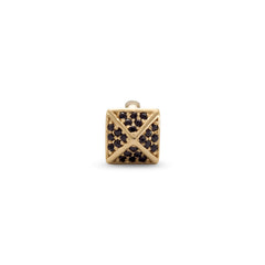 14 Karat Gold Plated Bead with Black CZ Pyramid
