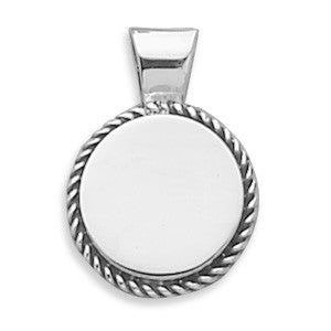 27mm Round Engravable Pendant with Rope Design Edge