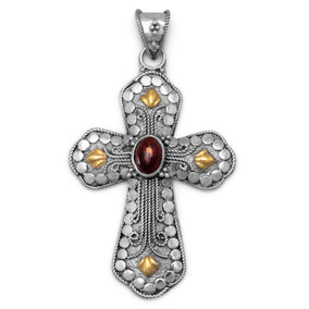 Two Tone Cross with Baltic Amber Center