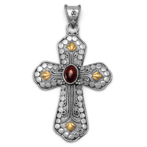 Two Tone Cross with Baltic Amber Center