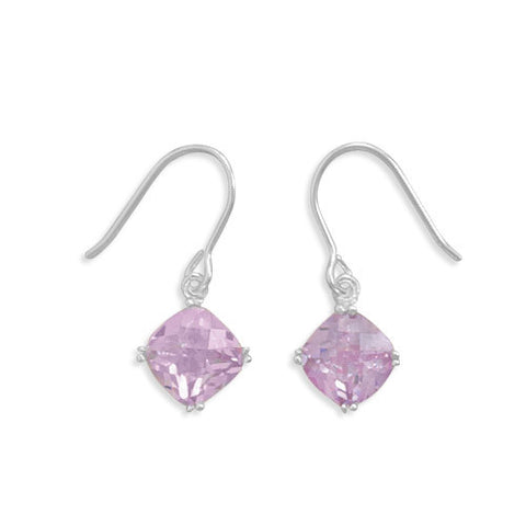 Checkerboard Cut Lavender CZ Earrings