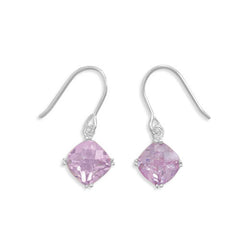 Checkerboard Cut Lavender CZ Earrings