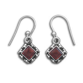 Diamond Shaped Faceted Garnet Earrings