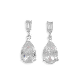 Pear Shape and Baguette CZ Post Earrings