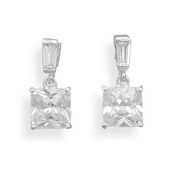 7mm Square/Baguette CZ Post Earrings
