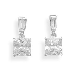 7mm Square/Baguette CZ Post Earrings