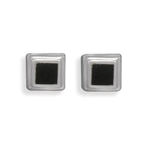 Square Black Onyx Post  Earrings