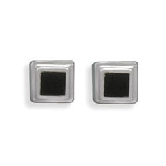 Square Black Onyx Post  Earrings