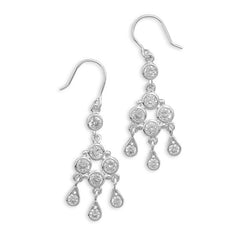 Round and Pear Shape CZ Chandelier Earrings