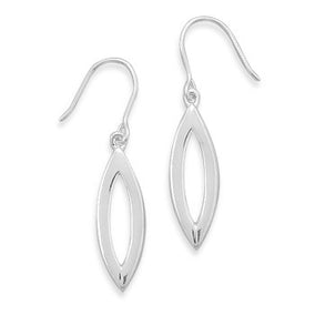 Small Polished Open Marquise Shape Earrings on French Wire