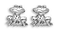 Small Oxidized Frog Earrings