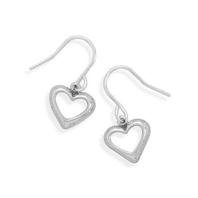 Open Heart Earrings on French Wire