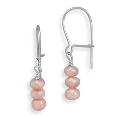 Pink Cultured Freshwater Pearl French Wire Earrings