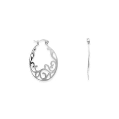 Rhodium Plated Fancy Cut Out Design Earrings