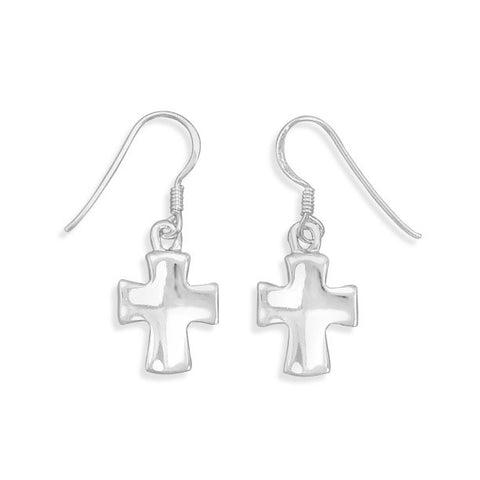 Concave Polished Cross Earrings