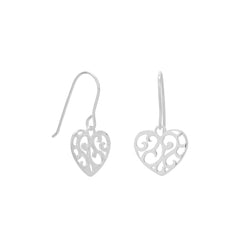 Cut Out Heart French Wire Earrings