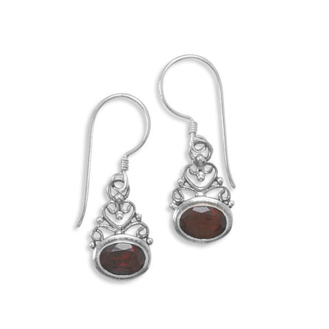 Scroll Design and Garnet Earrings