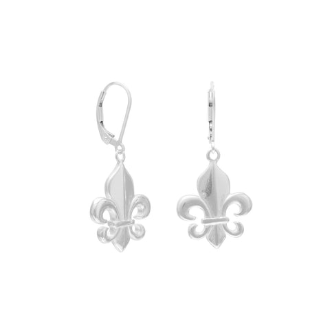Polished Fleur de Lis Lever Back Earrings