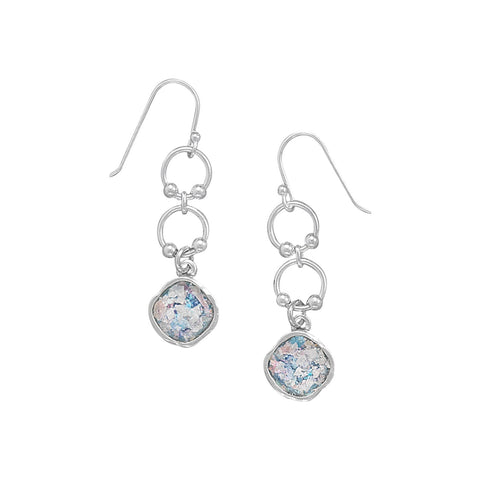 Ancient Roman Glass Drop Earrings on French Wire