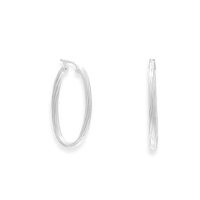 Oval Polished Twist Hoop Earrings