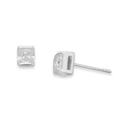 4mm Square CZ Post Earrings