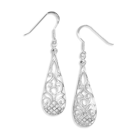 Puffed Filigree Earrings on French Wire