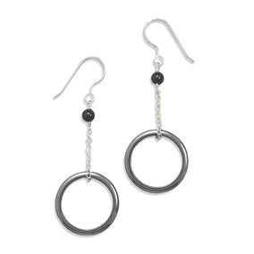 Hematite and Black Onyx French Wire Earrings