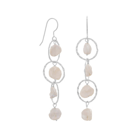 Open Circle Keishi Drop French Wire Earrings
