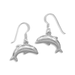Polished Dolphin French Wire Earrings