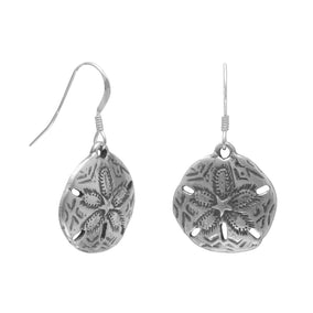 Oxidized Sand Dollar French Wire Earrings