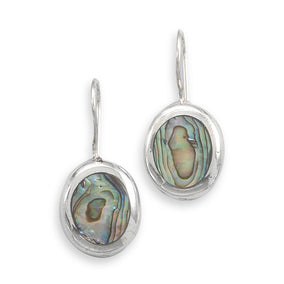 Oval Abalone Shell French Wire Earrings