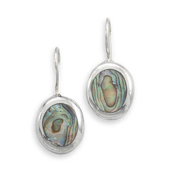 Oval Abalone Shell French Wire Earrings