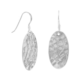 Small Oval Hammered French Wire Earrings