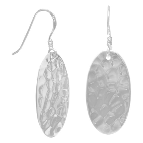 Large Oval Hammered French Wire Earrings