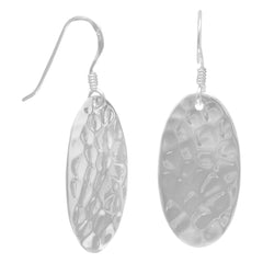 Large Oval Hammered French Wire Earrings