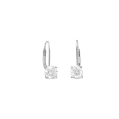 Rhodium Plated Lever Back CZ Earrings