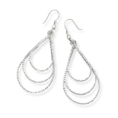 Graduated Diamond Cut Open Pear Drop Earrings