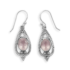 Faceted Rose Quartz French Wire Earrings