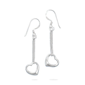 French Wire Earrings with Floating Heart Drop